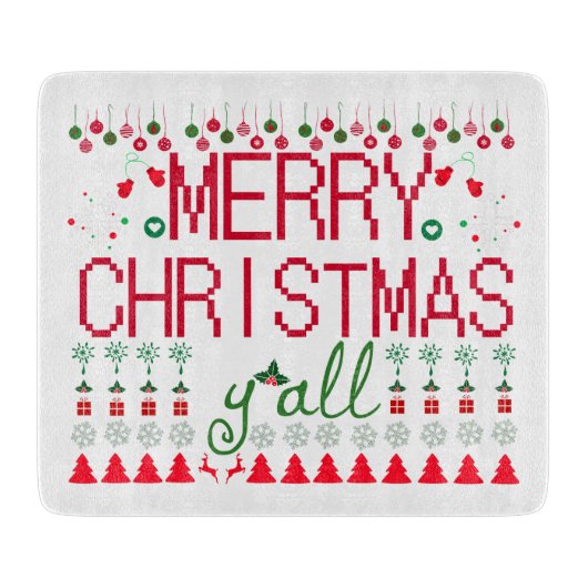 "Frohe Weihnachten Euch Allen" hässlicher Pullover Schneidebrett (Vorderseite)