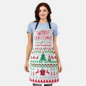 "Frohe Weihnachten Euch Allen" hässlicher Pullover Schürze (Getragen)
