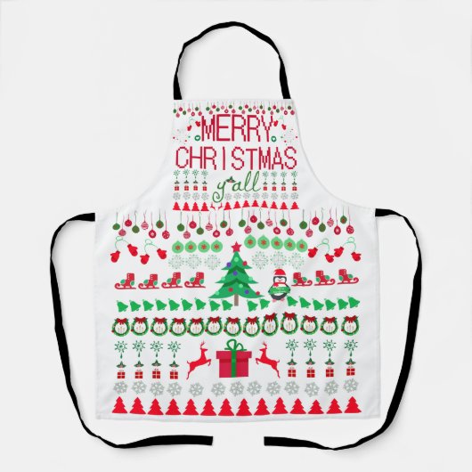 "Frohe Weihnachten Euch Allen" hässlicher Pullover Schürze (Vorderseite)