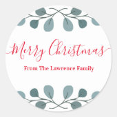 Frohe Weihnachten Eukalyptus Leaf Foliage Runder Aufkleber (Vorderseite)