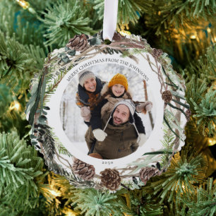 Frohe Weihnachten Eukalyptus Winter Foto Wreath Ornament Karte