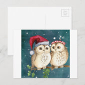 Frohe-weihnachten Eulen Feiertagspostkarte (Vorne/Hinten)