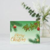 Frohe Weihnachten Evergreen Branches mit Ornamente (Stehend Vorderseite)