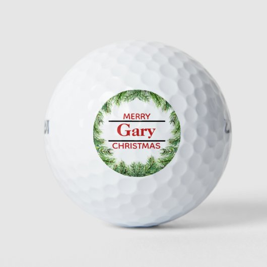 Frohe Weihnachten Evergreen Fern Golfball (Vorderseite)