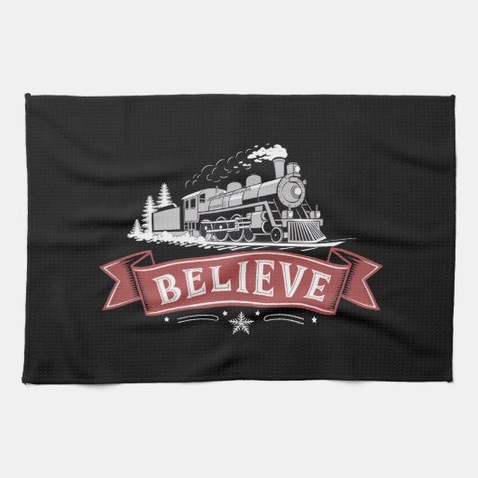 Frohe Weihnachten Express Nordpol Weihnachten Geschirrtuch (Horizontal)