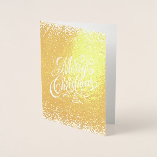 Frohe Weihnachten Extravagante Kalligrafie Weißer Folienkarte (Vorderseite)