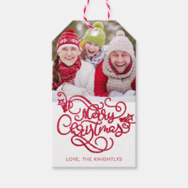 Frohe Weihnachten Extravagante Script Red Glitzer Geschenkanhänger