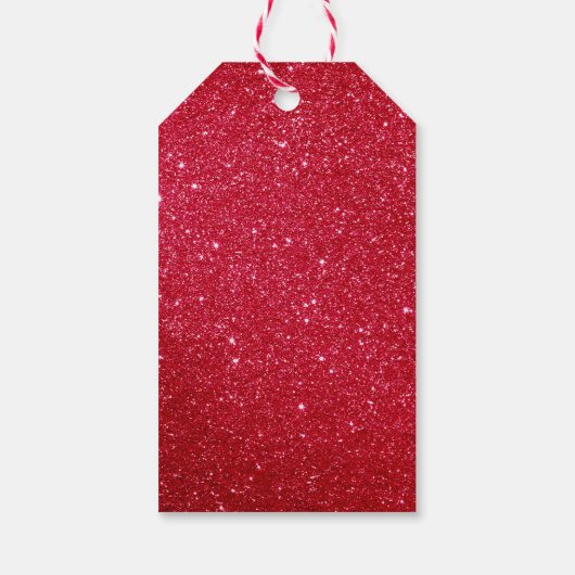 Frohe Weihnachten Extravagante Script Red Glitzer Geschenkanhänger (Rückseite)