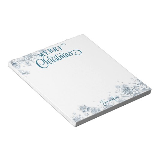 Frohe Weihnachten Extravagante Skriptschnee w Name Notizblock (angewinkelt)