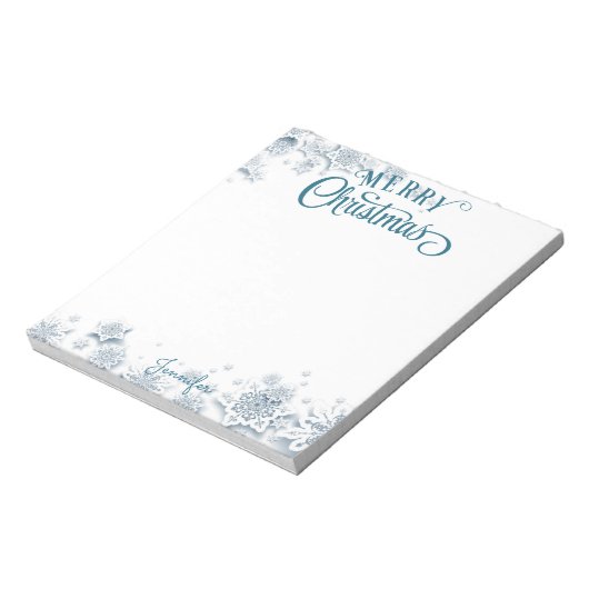 Frohe Weihnachten Extravagante Skriptschnee w Name Notizblock (Rotiert)