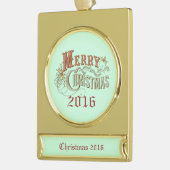 Frohe Weihnachten Extravagante Textgestaltung Banner-Ornament Gold (Links)