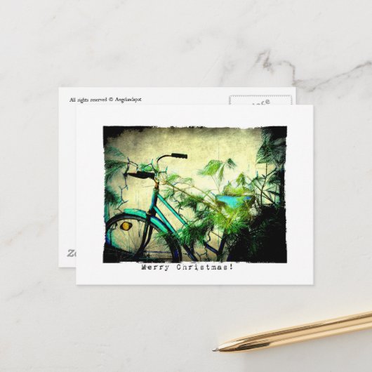 Frohe Weihnachten Fahrrad Postkarte (Vorderseite/Rückseite Beispiel)