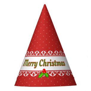 Frohe Weihnachten, Falsche weiße Spitze, Rot gepun Partyhütchen