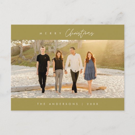 Frohe Weihnachten, familiäres Foto, Modernes Minim Postkarte (Vorderseite)