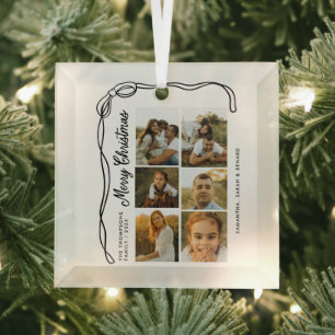 Frohe Weihnachten Familie 6 Fotos Ornament Aus Glas