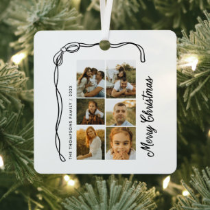Frohe Weihnachten Familie 6 Fotos Ornament Aus Metall