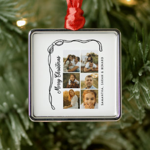 Frohe Weihnachten Familie 6 Fotos Ornament Aus Metall