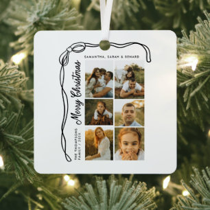 Frohe Weihnachten Familie 6 Fotos Ornament Aus Metall