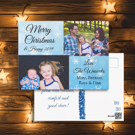Frohe Weihnachten Familie Foto Blue Snowflakes