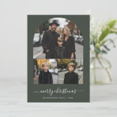 Frohe Weihnachten Familie Foto Grüße Grün (Stehend Vorderseite)