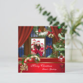 Frohe Weihnachten Familie Foto Red Green Window (Stehend Vorderseite)