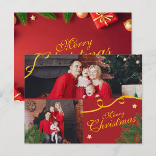 Frohe Weihnachten Familie Foto Rot und Gold