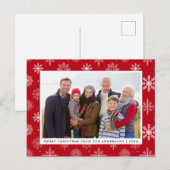 Frohe Weihnachten Familie Foto Schneeflocken Rot (Vorne/Hinten)