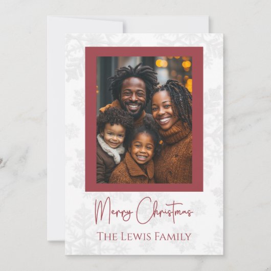 Frohe Weihnachten Familie Foto Snowflake Hintergru (Vorderseite)