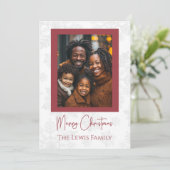 Frohe Weihnachten Familie Foto Snowflake Hintergru (Stehend Vorderseite)