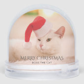 Frohe Weihnachten Familie Foto und Hauskatze Schneekugeln (Rückseite)