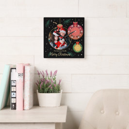 Frohe Weihnachten Familie Foto Urlaub personalisie Quadratische Wanduhr