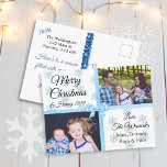 Frohe Weihnachten Familie Fotos Blue Snowflakes<br><div class="desc">Frohe Weihnachten und Glück im neuen Jahr Maßgeschneiderte Postkarten sind ein erschwinglicher Weg,  um Ihre Weihnachtskarten-Feiertage-Grüße an Ihre Familie und Freunde personalisiert.</div>