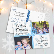 Frohe Weihnachten Familie Fotos Blue Snowflakes