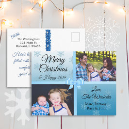 Frohe Weihnachten Familie Fotos Blue Snowflakes