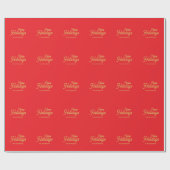 Frohe Weihnachten Familie in hellroten und goldene Geschenkpapier (Flach)