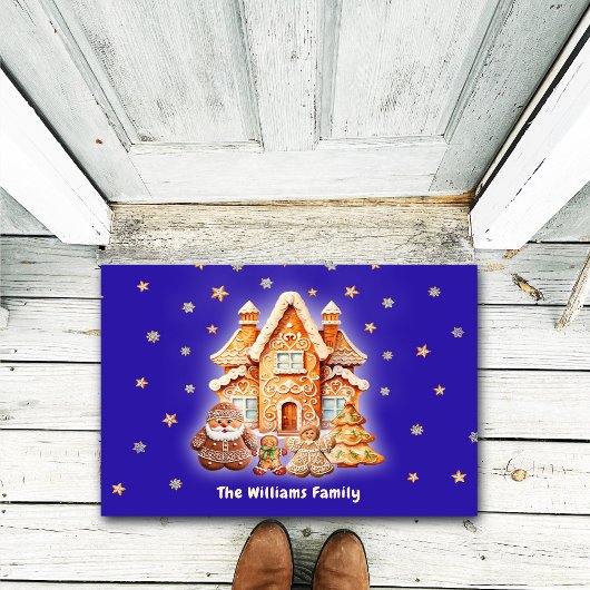 Frohe Weihnachten Familie Personalisiert Name Navy Fußmatte