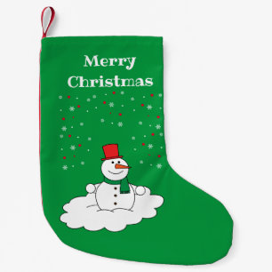 Frohe Weihnachten Familie Schneemann Schneeflocken Kleiner Weihnachtsstrumpf