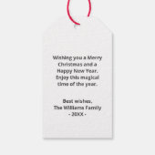 Frohe Weihnachten Familie Snowman Snowflakes Weiß Geschenkanhänger (Rückseite)