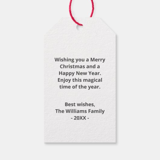 Frohe Weihnachten Familie Snowman Snowflakes Weiß Geschenkanhänger (Rückseite)