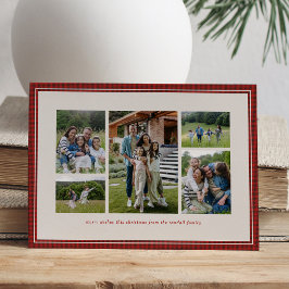Frohe Weihnachten Familien-Collage sechs Fotos rot