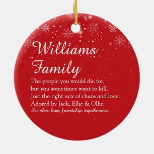 Frohe Weihnachten Familien-Definition Elegantes Sk Keramik Ornament