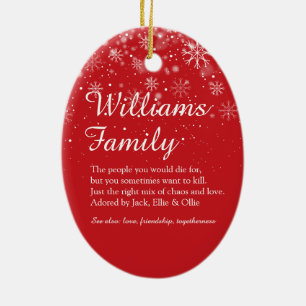 Frohe Weihnachten Familien-Definition Schneeflocke Keramik Ornament