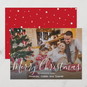 Frohe Weihnachten Familienfoto Einfache Rote Stern