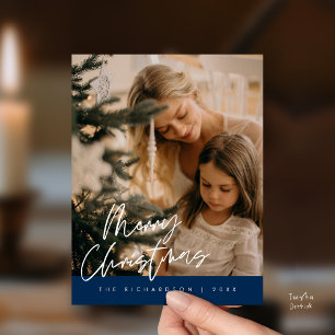 Frohe Weihnachten Familienfoto Elegante Typografie Postkarte