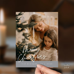 Frohe Weihnachten Familienfoto Elegante Typografie Postkarte