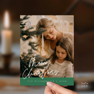 Frohe Weihnachten Familienfoto Elegante Typografie Postkarte