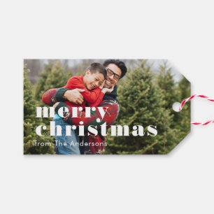 Frohe Weihnachten Familienfoto Hintergrund Geschenkanhänger