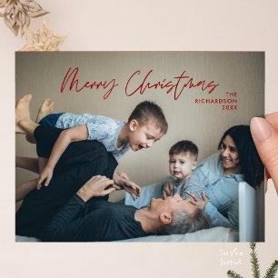 Frohe Weihnachten Familienfoto modern minimalistis Postkarte
