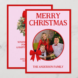 Frohe Weihnachten Familienfoto Roter Gingham-Bogen