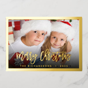 Frohe Weihnachten Familienfoto-Skriptvorlage Folie Folien Feiertagskarte